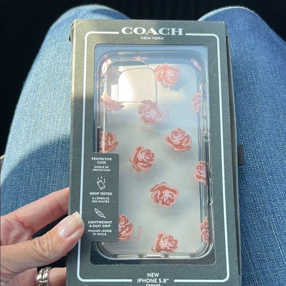 Coach Rose Pattern iPhone Case - Pink and Clear
